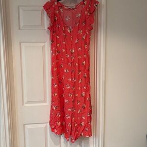 LOFT Blue Floral Midi Dress